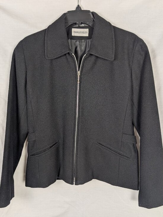 Charles Klein Jackets & Blazers - Charles Klein Women's Black Wool Cropped Fitted Jacket Blazer Size 8 Classic